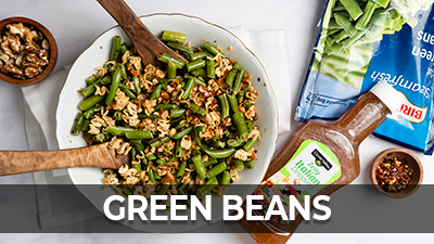 Green Beans with Crunchy Ramen Topping